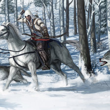 Схема вышивки «Ассассин и лошадь»