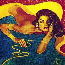 Схема вышивки «женский образ со змеёй»