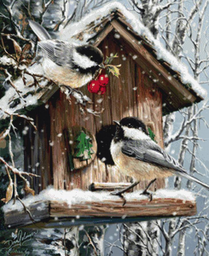 птички-синички - ветка, птицы - предпросмотр