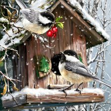 Схема вышивки «птички-синички»