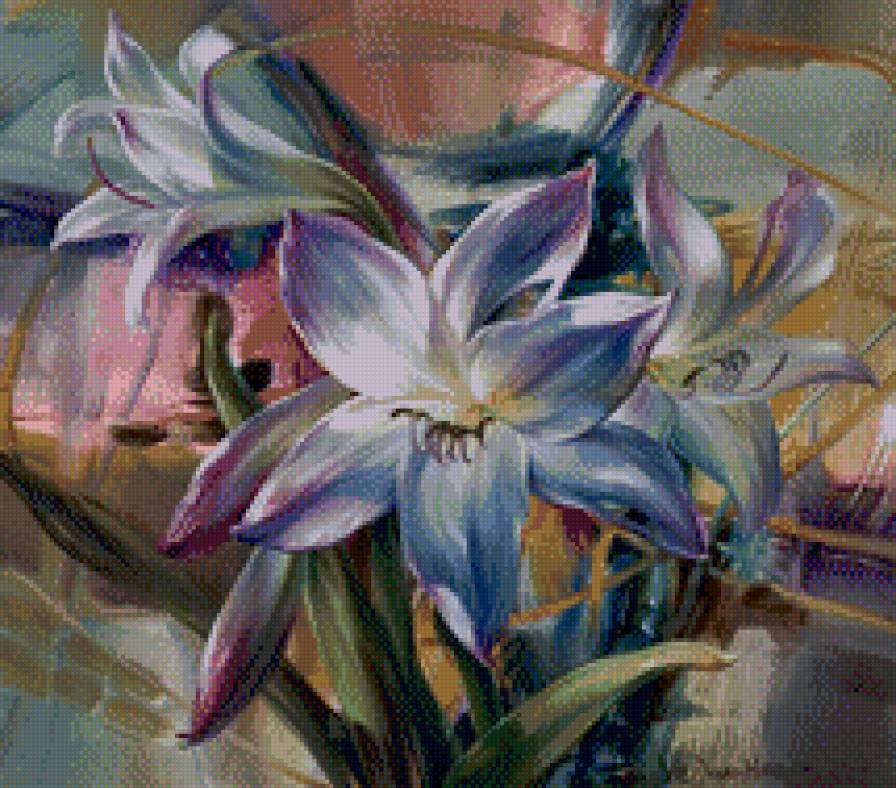 лилии - лилии, абстракция, цветы - предпросмотр