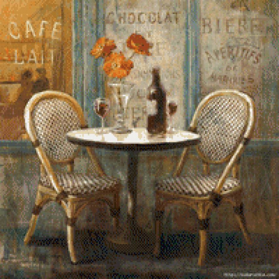 Кафешка - цветы, столик, кафе - предпросмотр