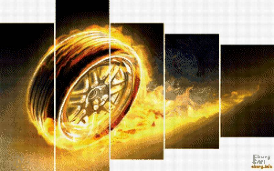 Колесо - машина, полиптих - предпросмотр