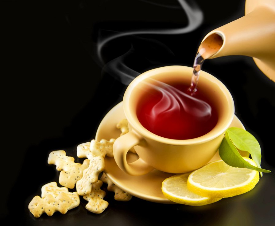 Чашка чая - лимон, чашка чая, печенье - оригинал