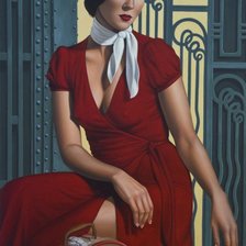 Схема вышивки «Девушка ретро»