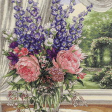 Схема вышивки «Peonies_and_Delphiniums»