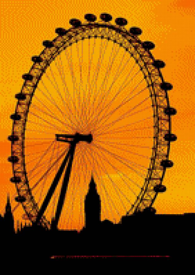 Лондонский глаз - лондон, закат - предпросмотр