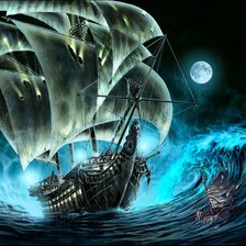 Схема вышивки «корабль в ночи»