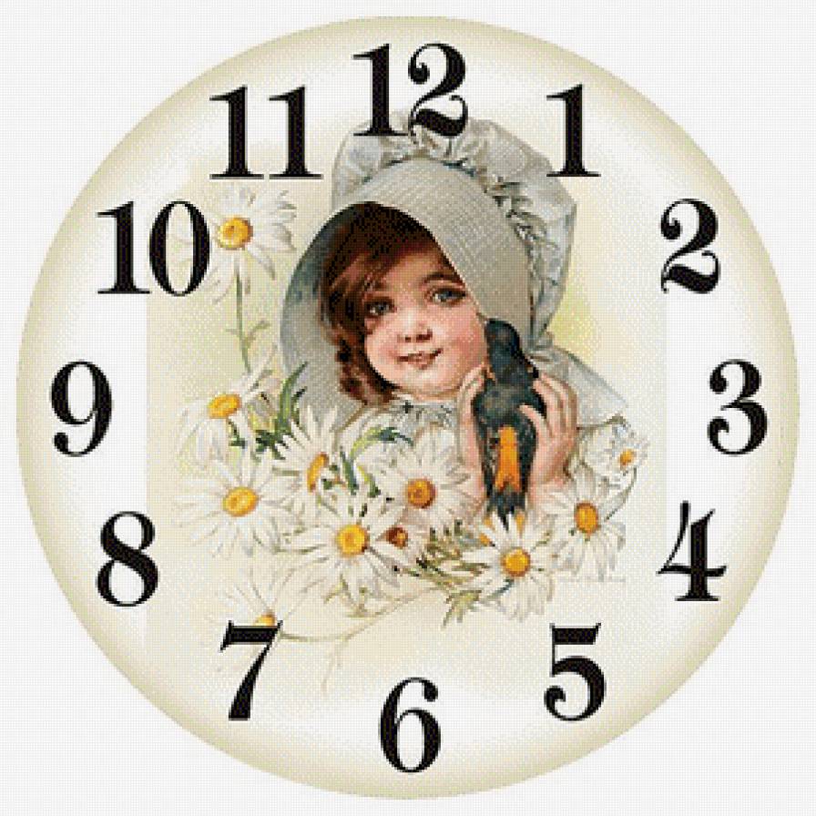 девочка с птичкой - часы - предпросмотр