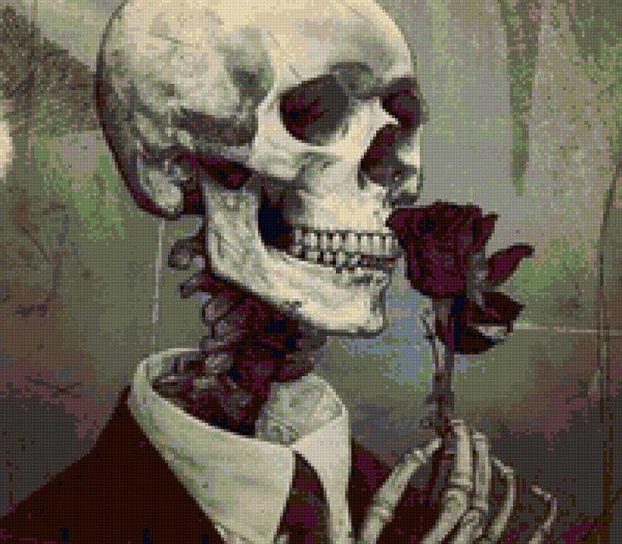 666 - скелет, роза - предпросмотр