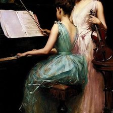 Схема вышивки «Дуэт скрипки и фортепиано»