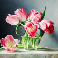 Схема вышивки «тюльпаны в вазе»