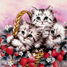 Схема вышивки «киски в корзинке»