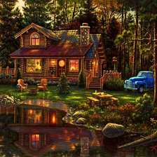 Схема вышивки «Домик на опушке леса»