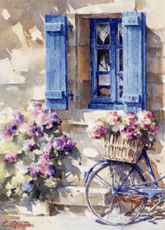 Синий велосипед - велосипед, пейзаж - предпросмотр