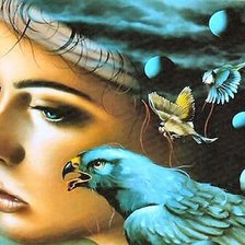 Схема вышивки «девушка с птицей»