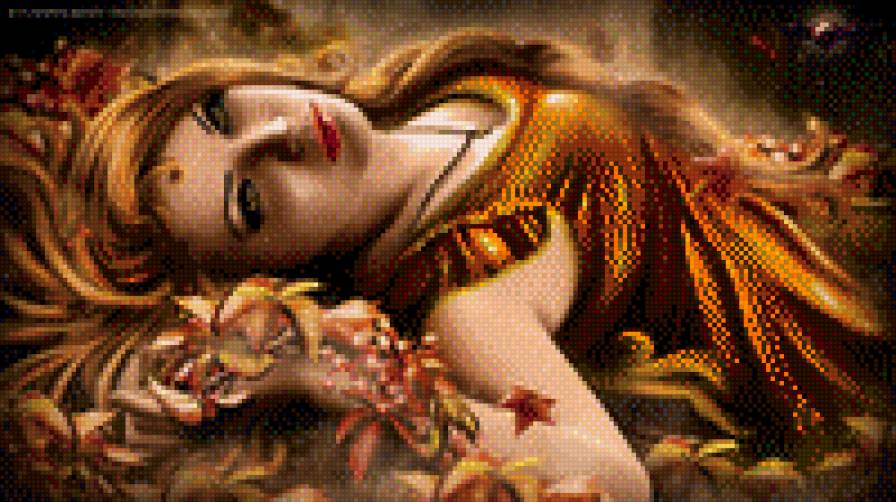 Девушка в золотом - девушка, золото, осень, красивая - предпросмотр