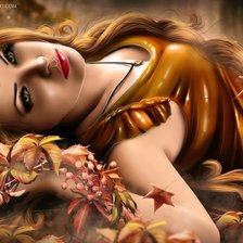 Схема вышивки «Девушка в золотом»