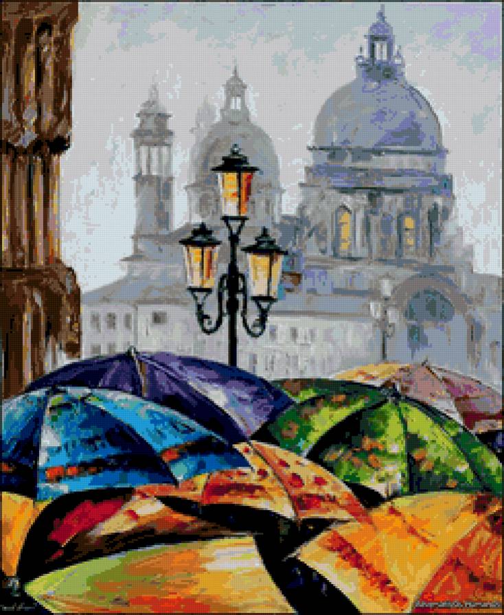 RAINY DAY IN VENICE 1.1 - живопись, афремов, дождь, город, зонт - предпросмотр