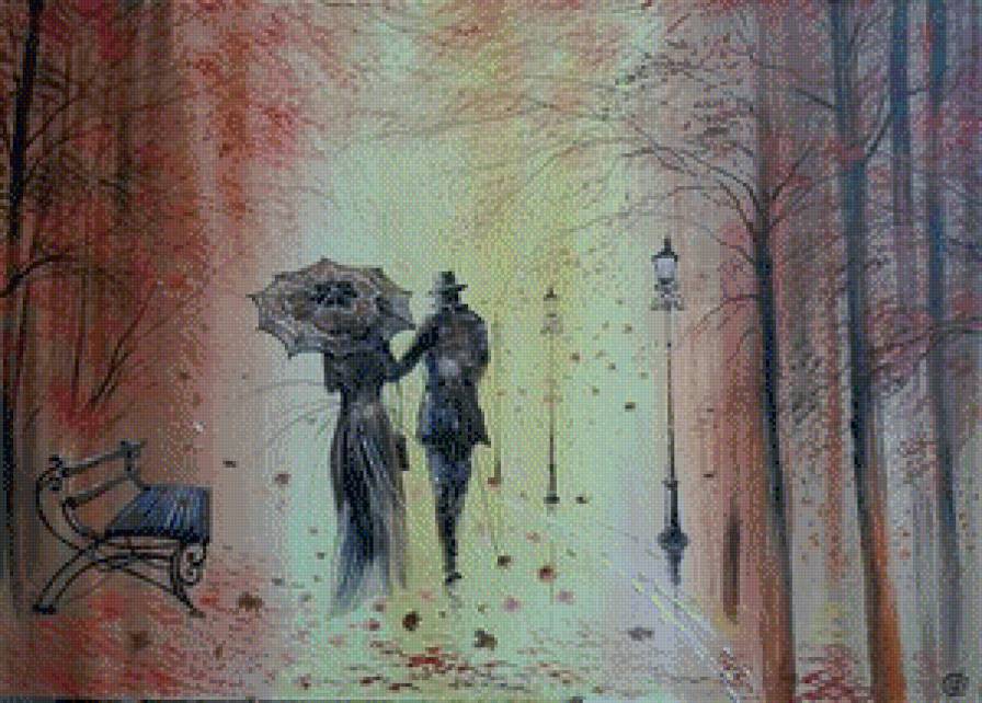 прогулка - образ, пара, девушка, женщина, пейзаж, романтика - предпросмотр