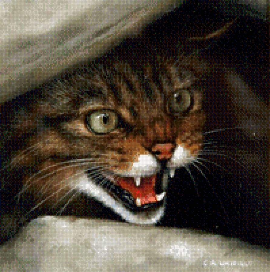 0221 - живопись, кошки, кошка, животные, картина, красота, природа - предпросмотр