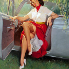 Схема вышивки «Девушка пин-ап»