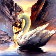 Схема вышивки «девушка и лебедь»