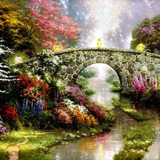 Схема вышивки «мост в лесу»