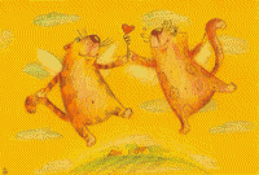 апельсиновые коты - рисунок, коты - предпросмотр