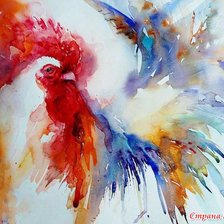 Схема вышивки «Петух акварельный»