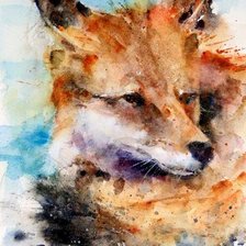 Схема вышивки «Акварельная лиса»