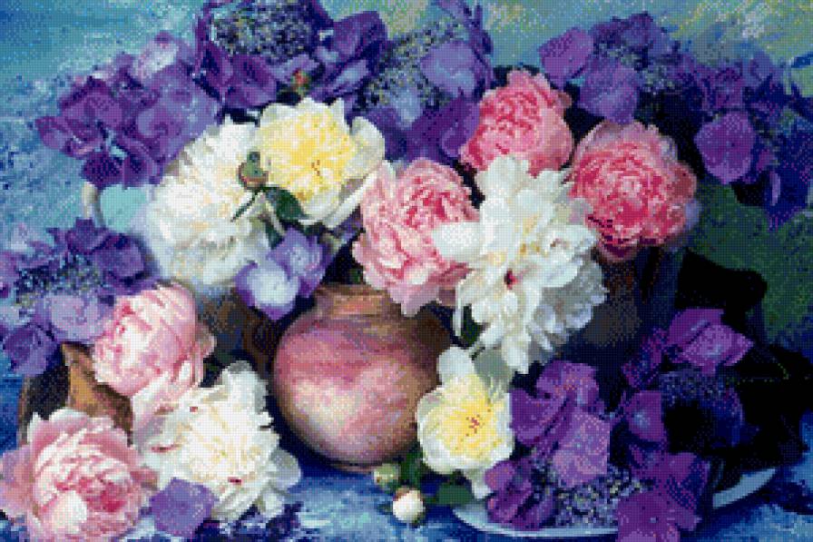 букет цветов - букет, гортензия, цветы, розы - предпросмотр