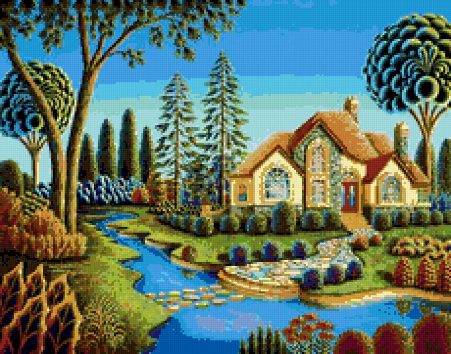 Сказочный домик - сказка, дом, природа, река - предпросмотр