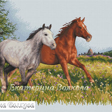 Схема вышивки «бягащи коне»