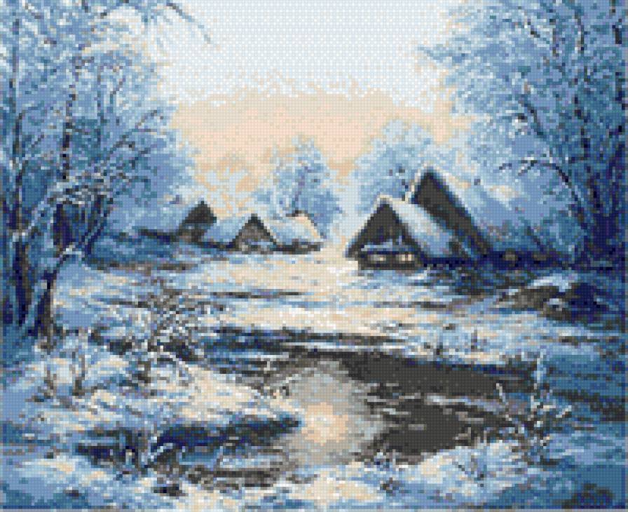 вечер зимой - зима, закат - предпросмотр