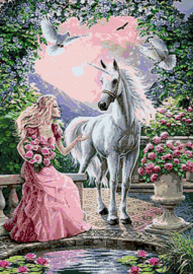 В гостях у сказки - единорог, девушка, фентази - предпросмотр