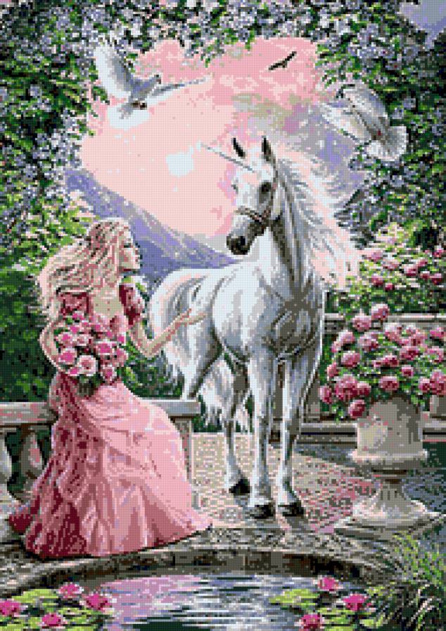 В гостях у сказки - фентази, девушка, единорог - предпросмотр