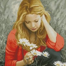 Схема вышивки «девойка с маргаритки»