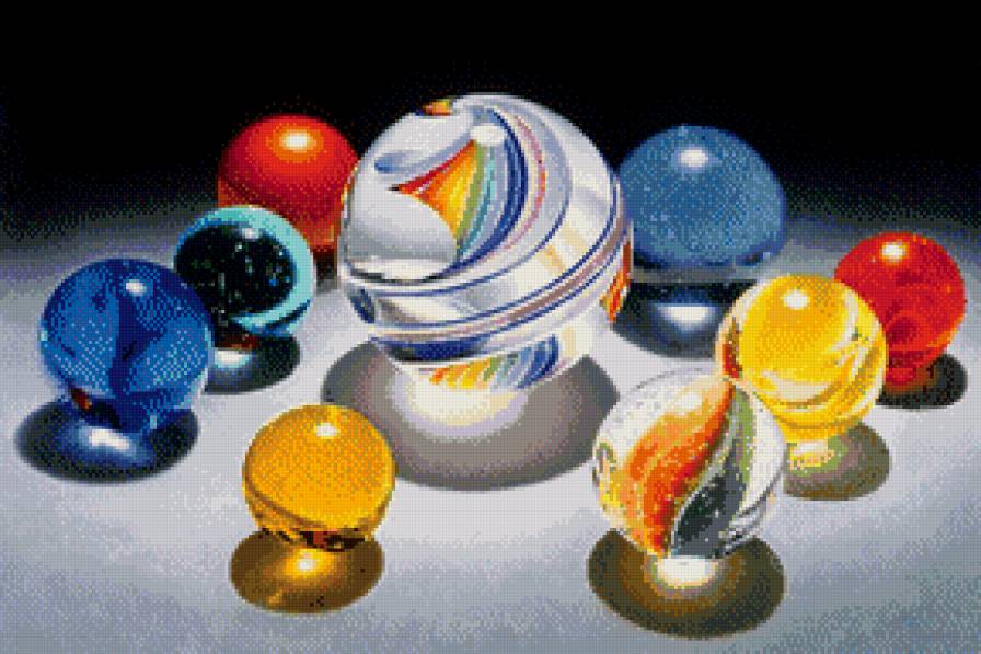 Цветное стекло. Шарики. - шарики, стекло, абстракция - предпросмотр