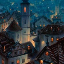 Схема вышивки «Вечерняя старая Прага.»