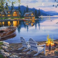 Схема вышивки «Вечерний костер.»