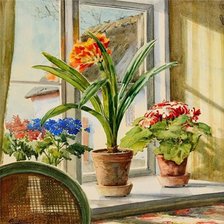 Схема вышивки «цветы на окне»