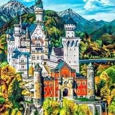 Схема вышивки «Прекрасный замок осенью»