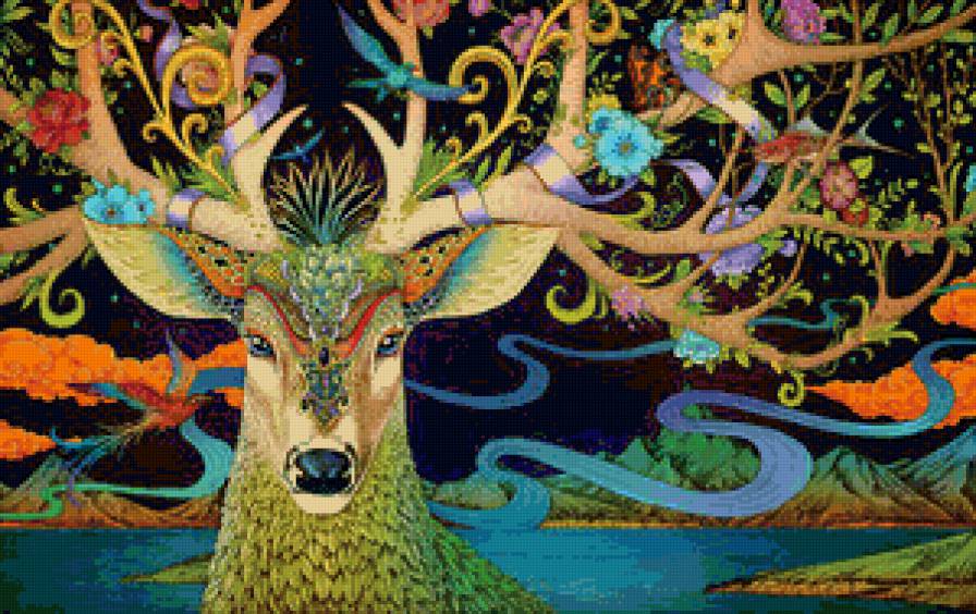 Олень - япония, олень, фантастика - предпросмотр