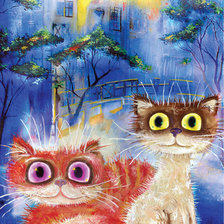 Схема вышивки «Коты-глазастики»