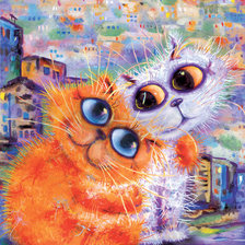 Схема вышивки «Коты-глазастики»