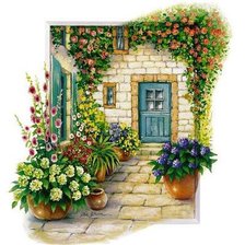 Схема вышивки «красочный дворик»