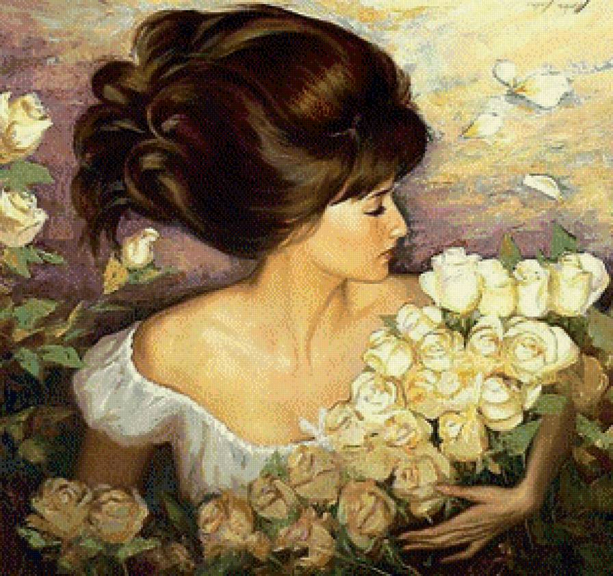 девушка с цветами - предпросмотр