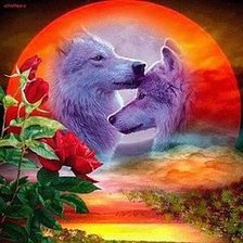 Схема вышивки «волки»