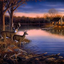 Схема вышивки «олени»